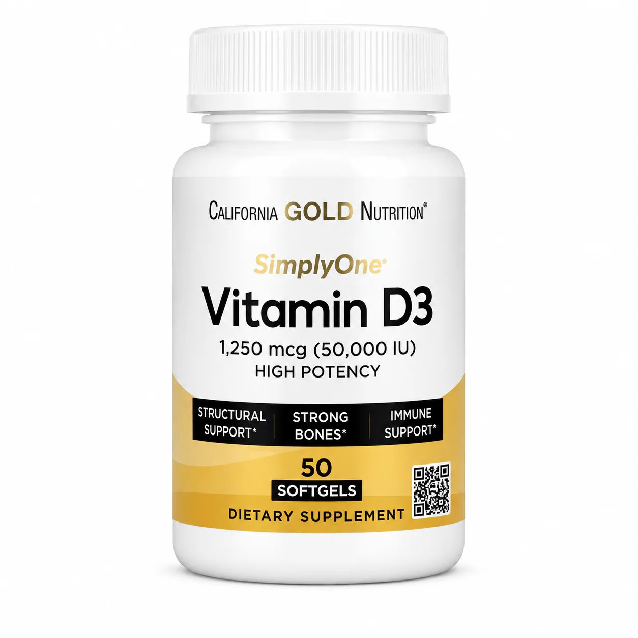 California Gold Nutrition SimplyOne® Vitamin D3 1,250 mcg (50,000 IU) 50 Softgels
