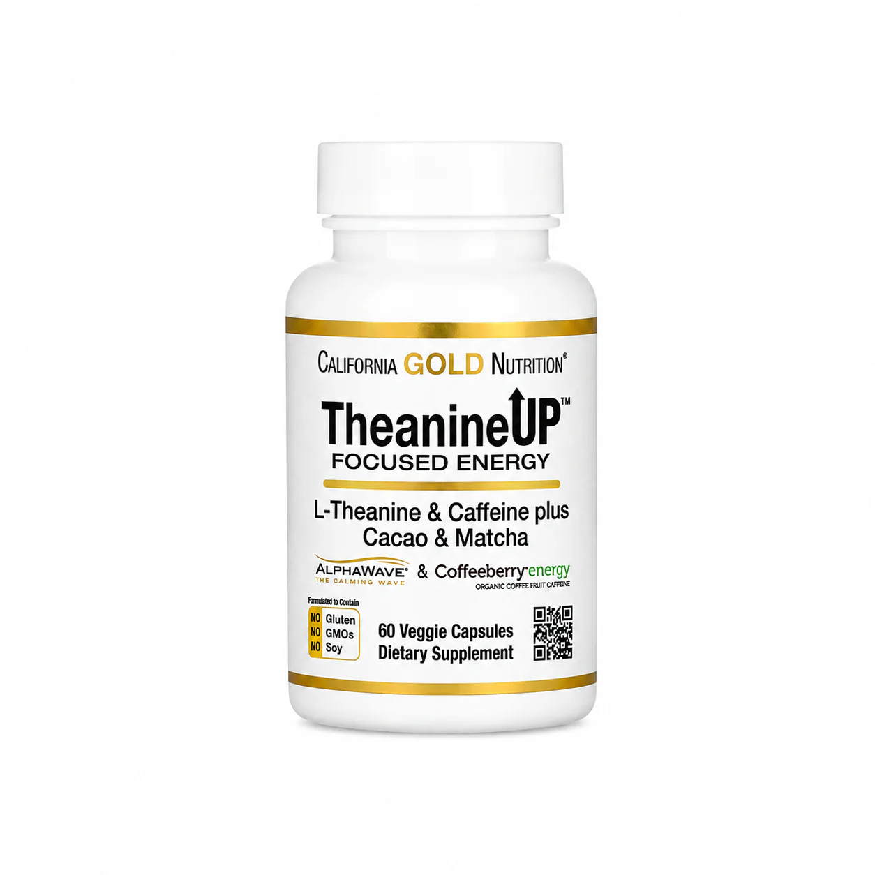 California Gold Nutrition TheanineUP® L-Theanine & Caffeine 60 Veggie Capsules