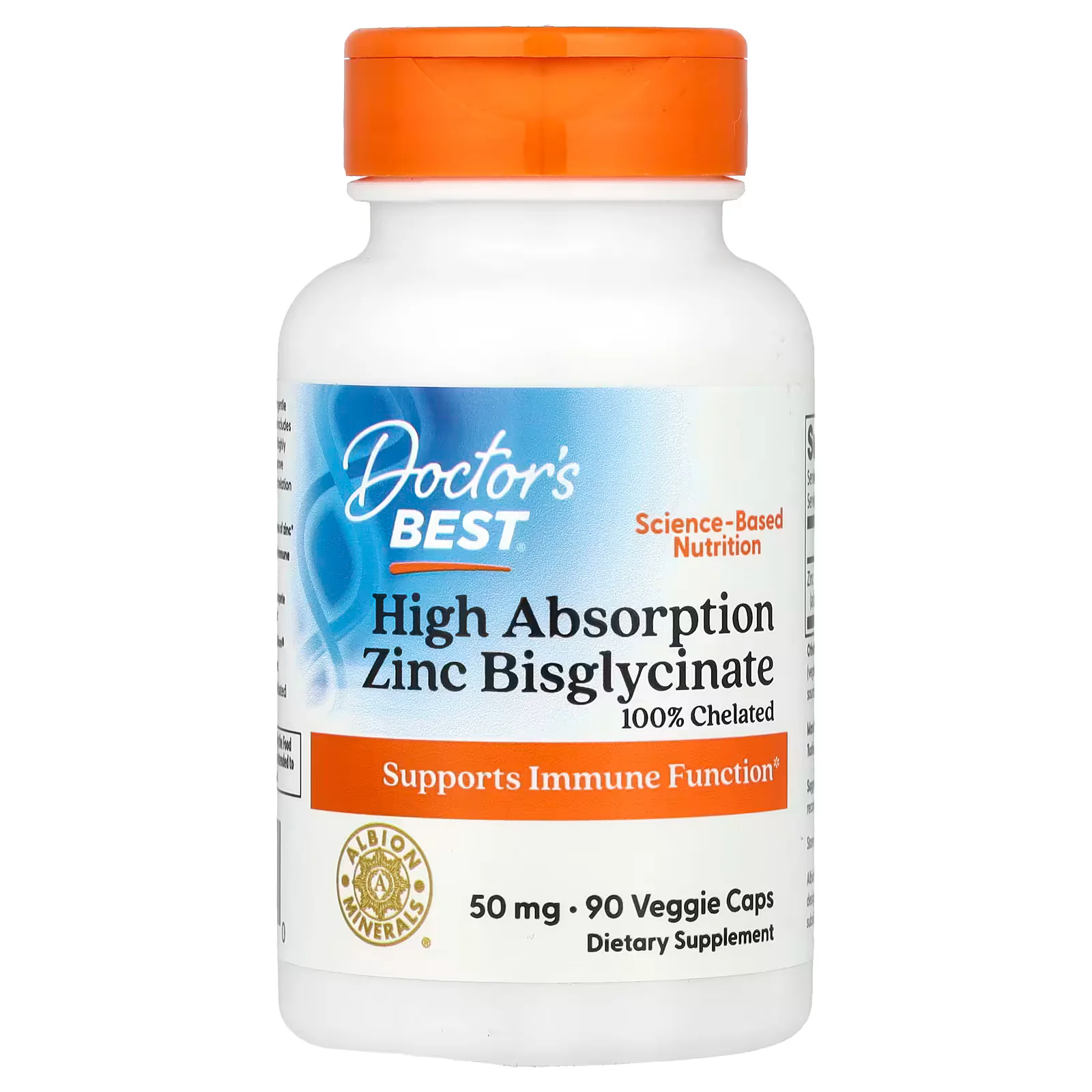 Doctor's Best High Absorption Zinc Bisglycinate 50mg 90 Veggie Caps