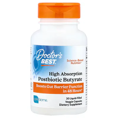 Doctor's Best Postbiotic Butyrate High Absorption 30 Liquid-Filled Veggie Capsules