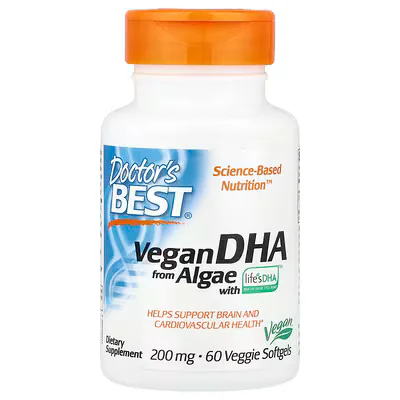 Doctor's Best Vegan DHA from Algae with Life's DHA 200mg 60 Veggie Softgels