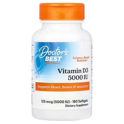Doctor's Best Vitamin D3 125mcg (5000 IU) Softgels