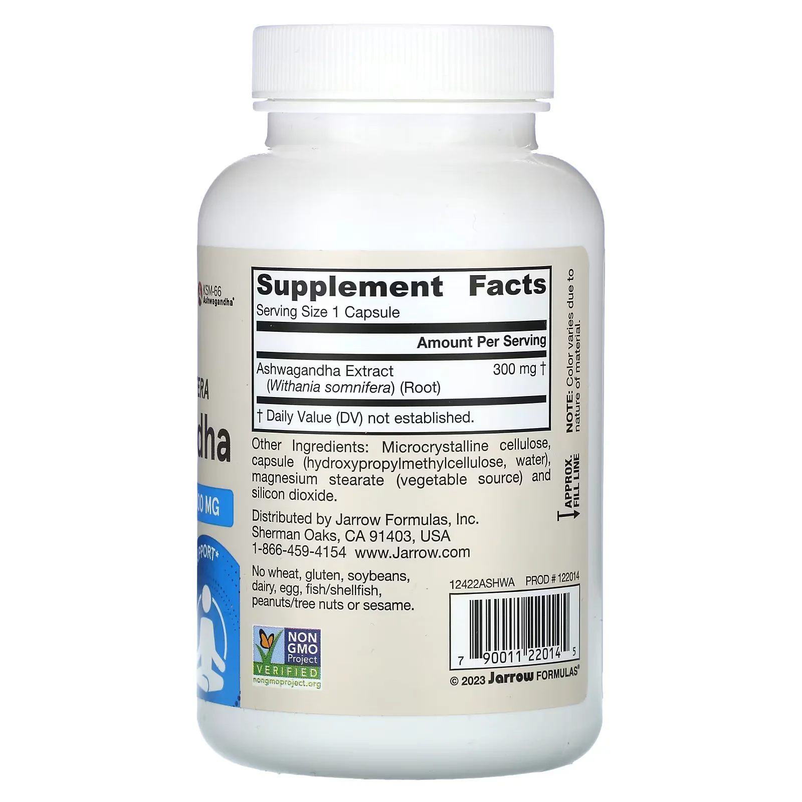 Jarrow Formulas Ashwagandha 300mg 120 Veggie Capsules