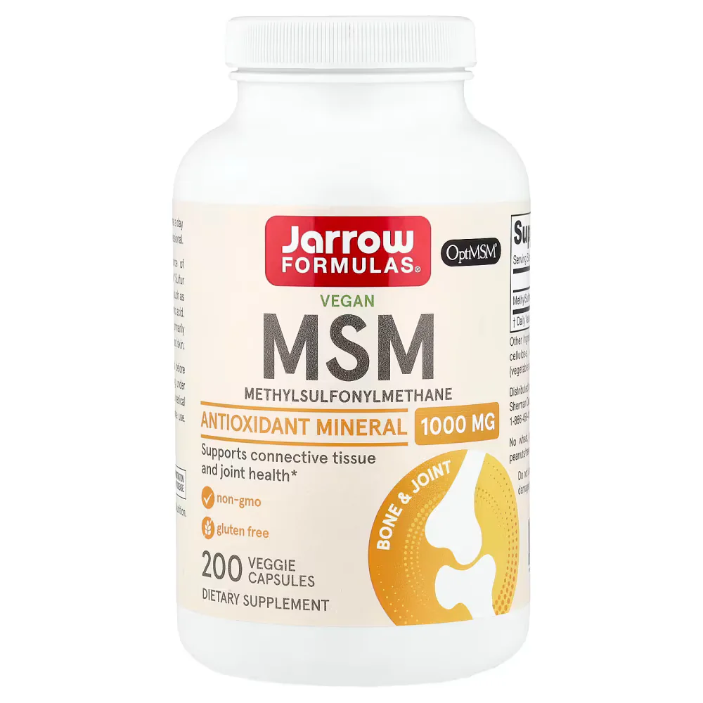 Jarrow Formulas Vegan MSM 1000mg 200 Veggie Capsules