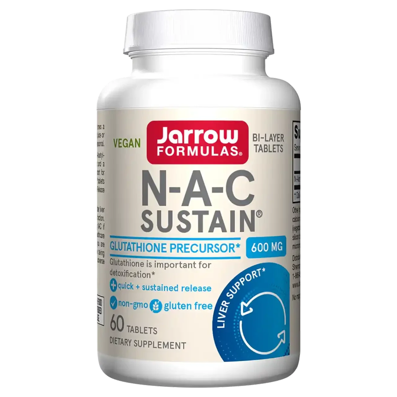 Jarrow Formulas Vegan N-A-C Sustain 600mg 60 Tablets