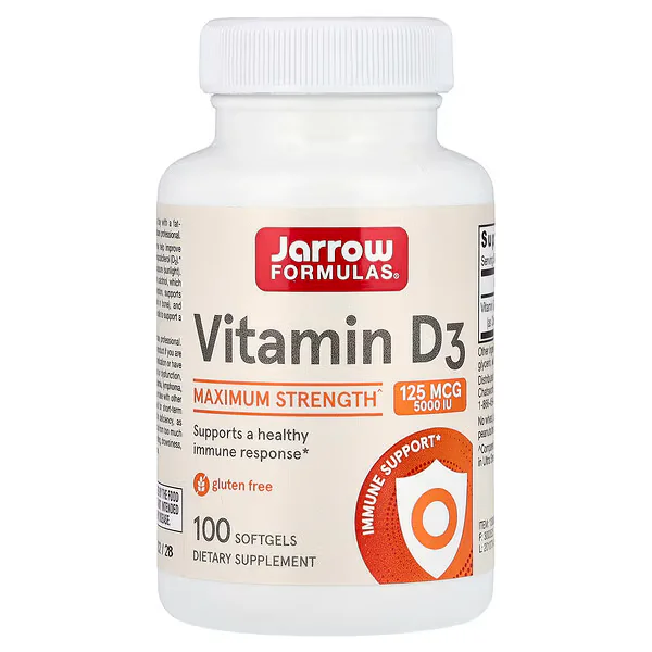 Jarrow Formulas Vitamin D3 125mcg (5000 IU) 100 Softgels