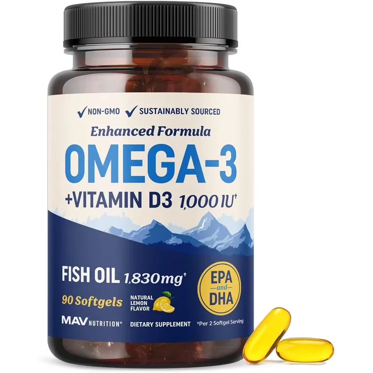 MAV Nutrition Omega-3 Fish Oil with Vitamin D3 90 Softgels
