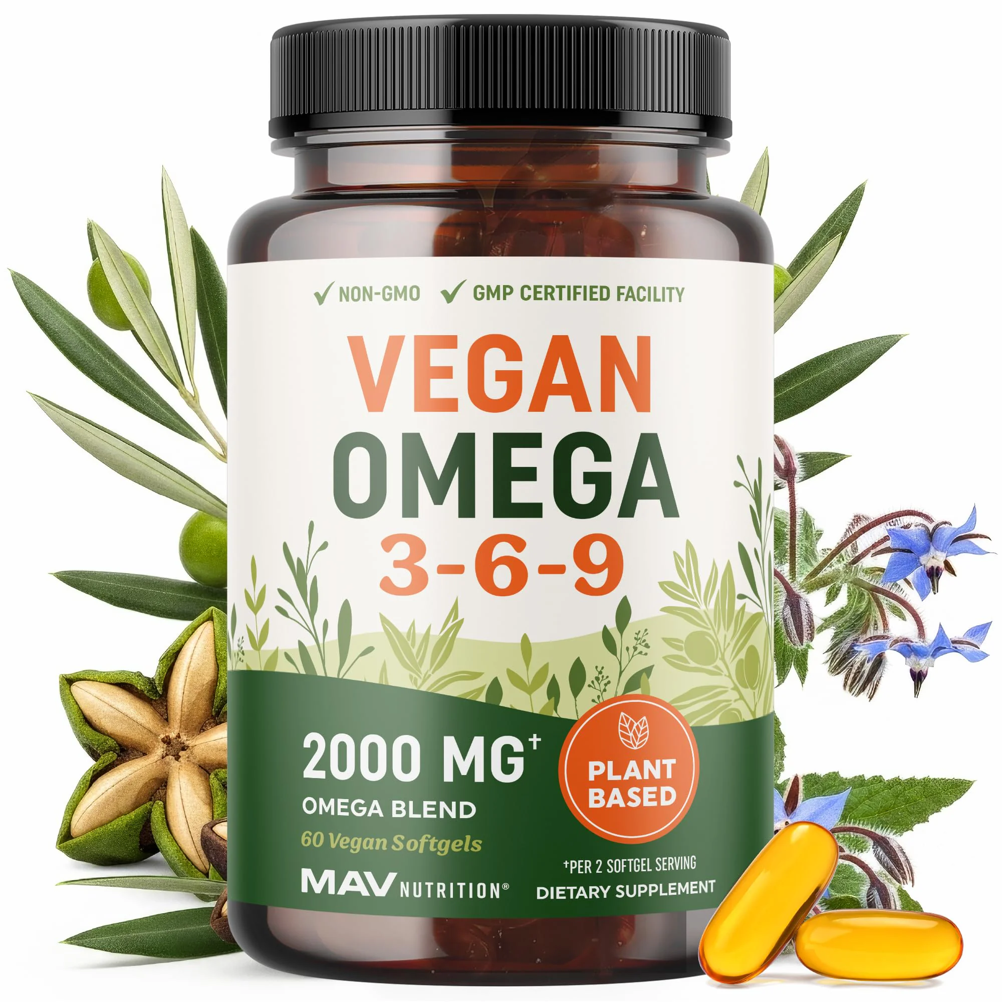 MAV Nutrition Vegan Omega 3-6-9 2000mg 60 Softgels