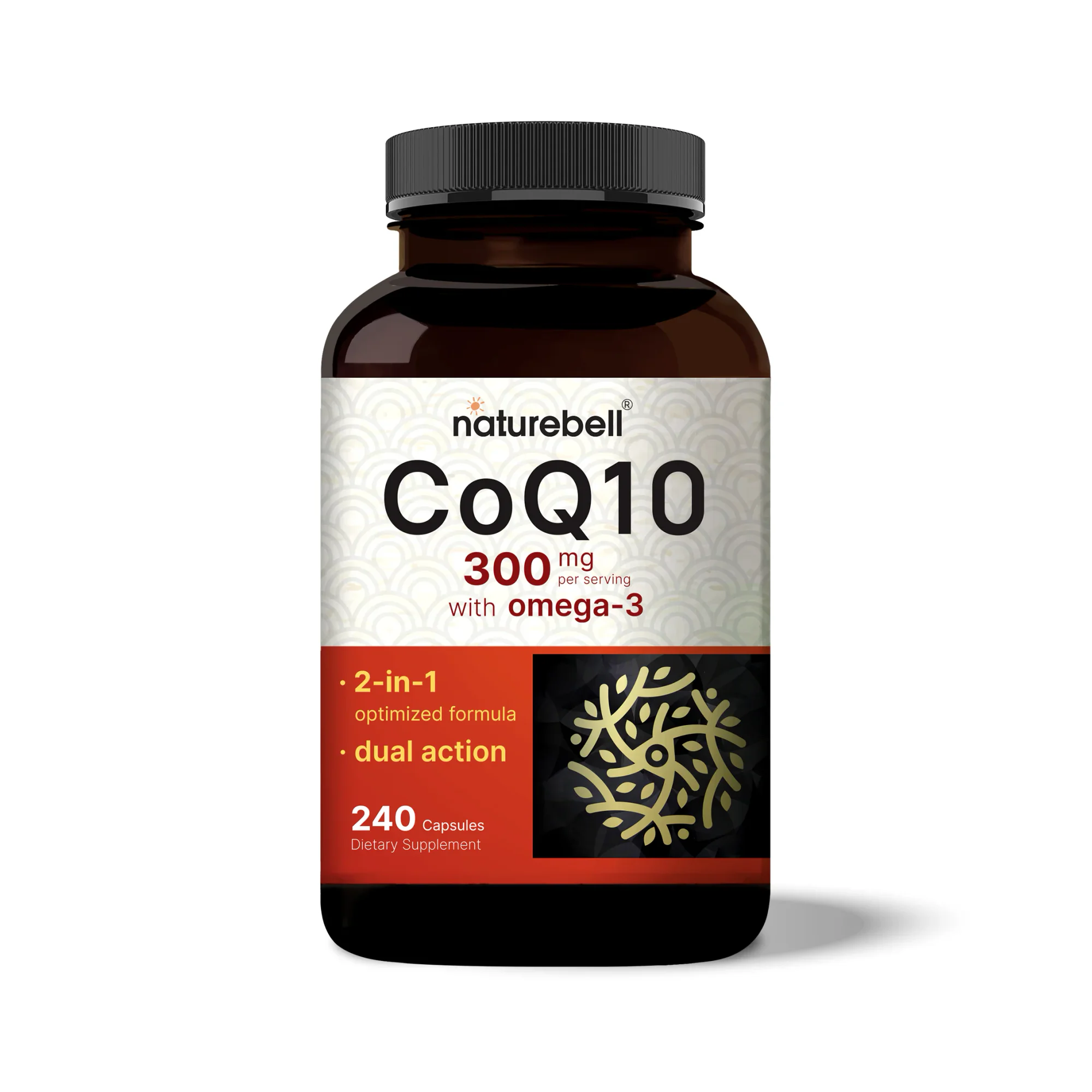 NatureBell CoQ10 (Ubiquinone) 300mg with Omega-3 Fatty Acids 240 Capsules