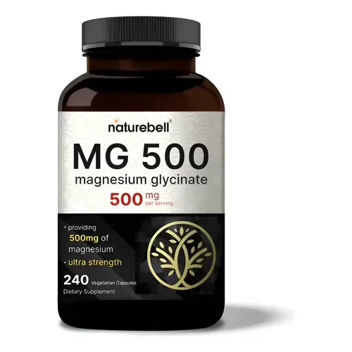 NatureBell Magnesium Glycinate 500mg Per Serving  240 Veggie Capsules