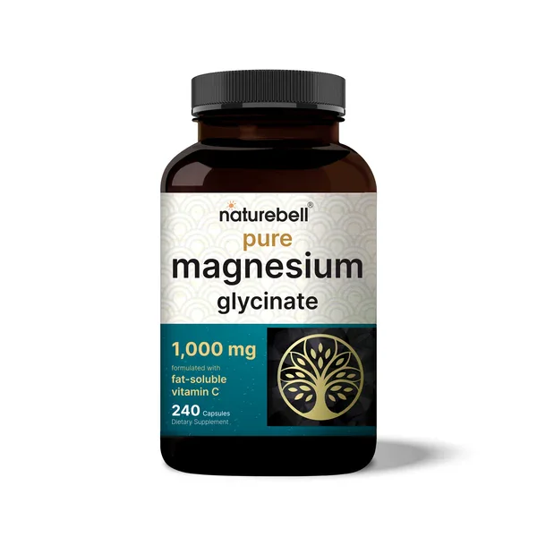 NatureBell Pure Magnesium Glycinate 1000mg 240 Vegetarian Capsules