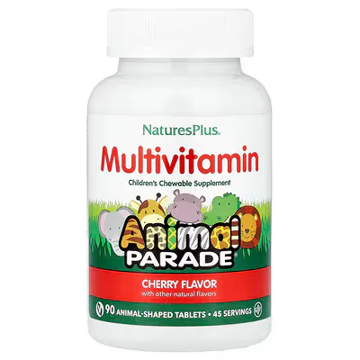 NaturesPlus Animal Parade® Gold Children's Chewable Multivitamin – Cherry, Grape & Orange