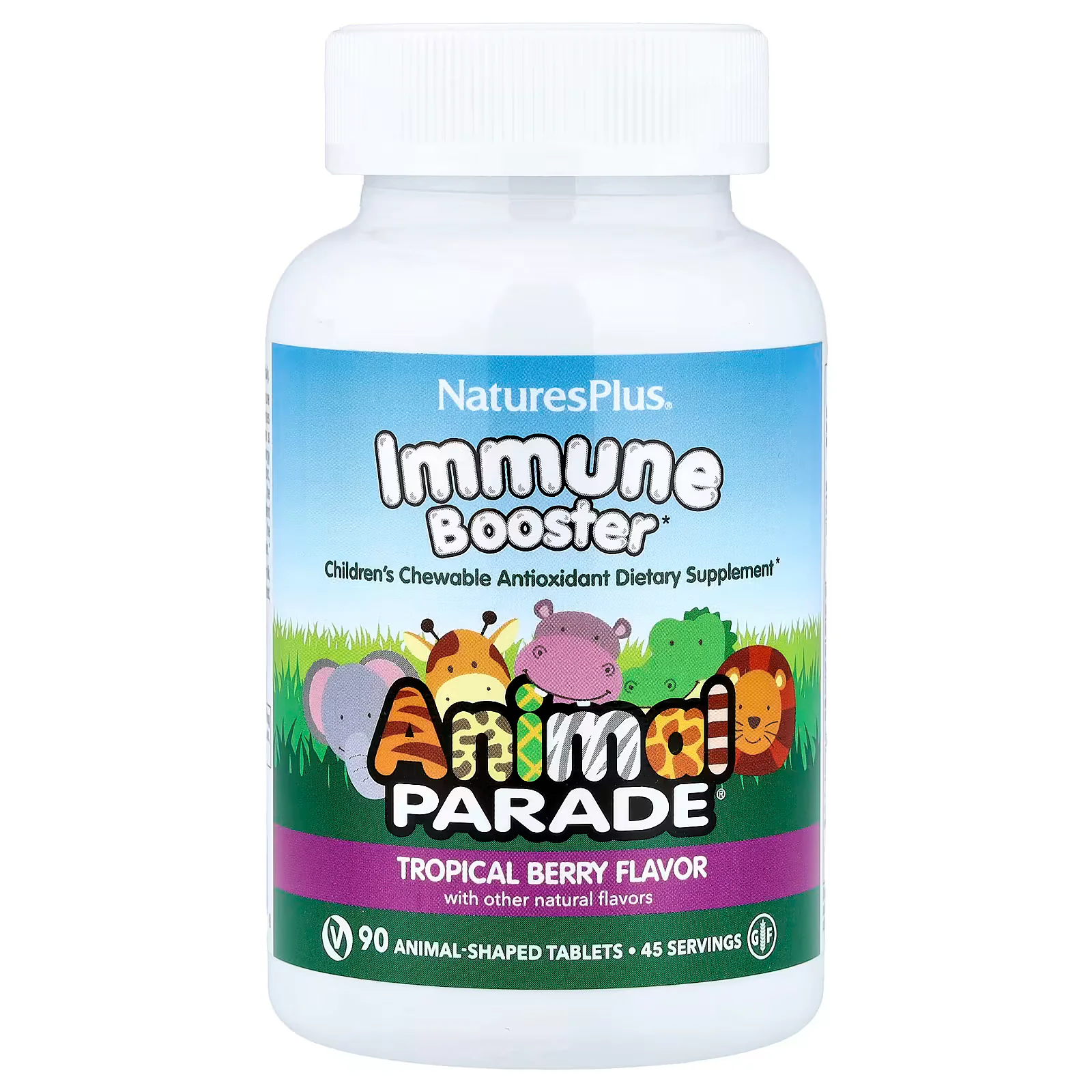 NaturesPlus, Animal Parade, Kids' Immune Booster, Tropical Berry Tablets