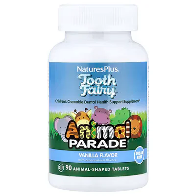NaturesPlus, Animal Parade®, Tooth Fairy®, Children's Chewable Dental Health Support Supplement, Vanilla