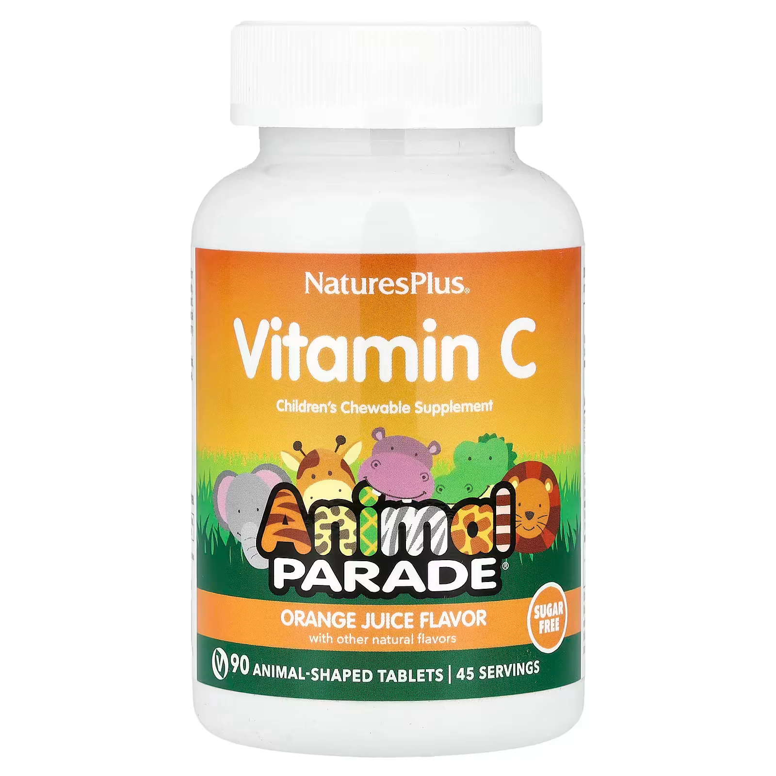 NaturesPlus, Animal Parade®, Vitamin C, Children's Chewable Supplement, Orange Juice