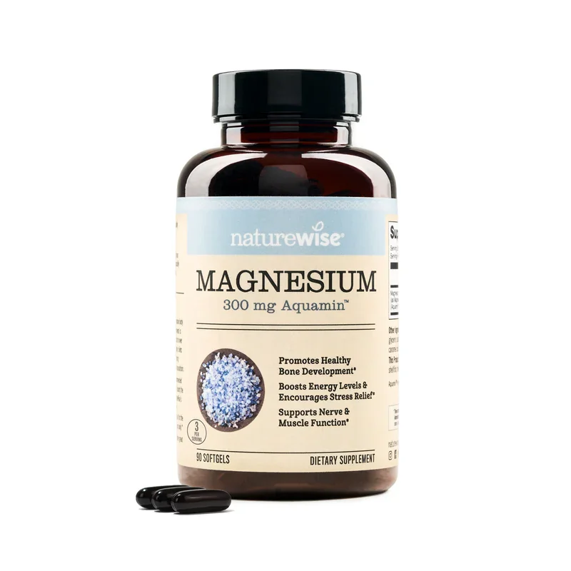 NatureWise Magnesium 300mg Aquamin Softgels