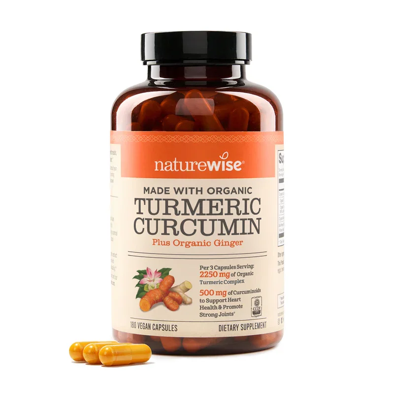 NatureWise Organic Turmeric Curcumin Plus Organic Ginger Vegan Caps