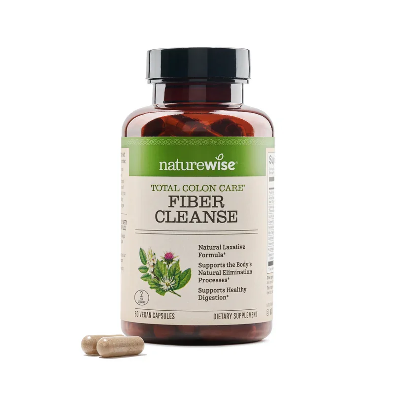 NatureWise Total Colon Care Fiber Cleanse Natural Laxative Formula Vegan Capsules