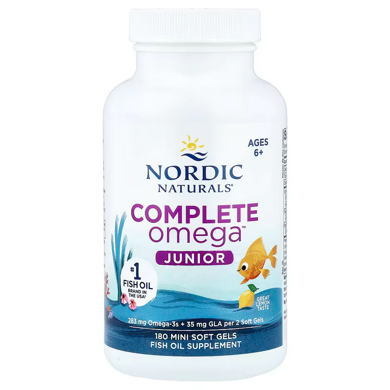Nordic Naturals Complete Omega Junior, Ages 6+ Lemon Mini Soft Gels