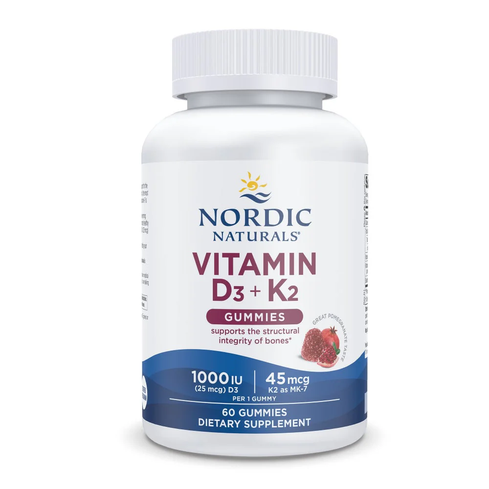 Nordic Naturals Vitamin D3 + K2 Gummies, Pomegranate Gummies