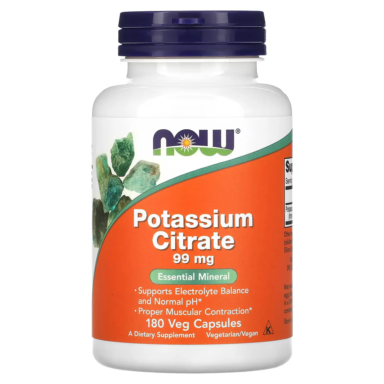 NOW Foods Potassium Citrate 99mg 180 Veg Capsules