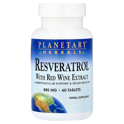 Planetary Herbals Resveratrol With Red Wine Extract 885mg Tablets