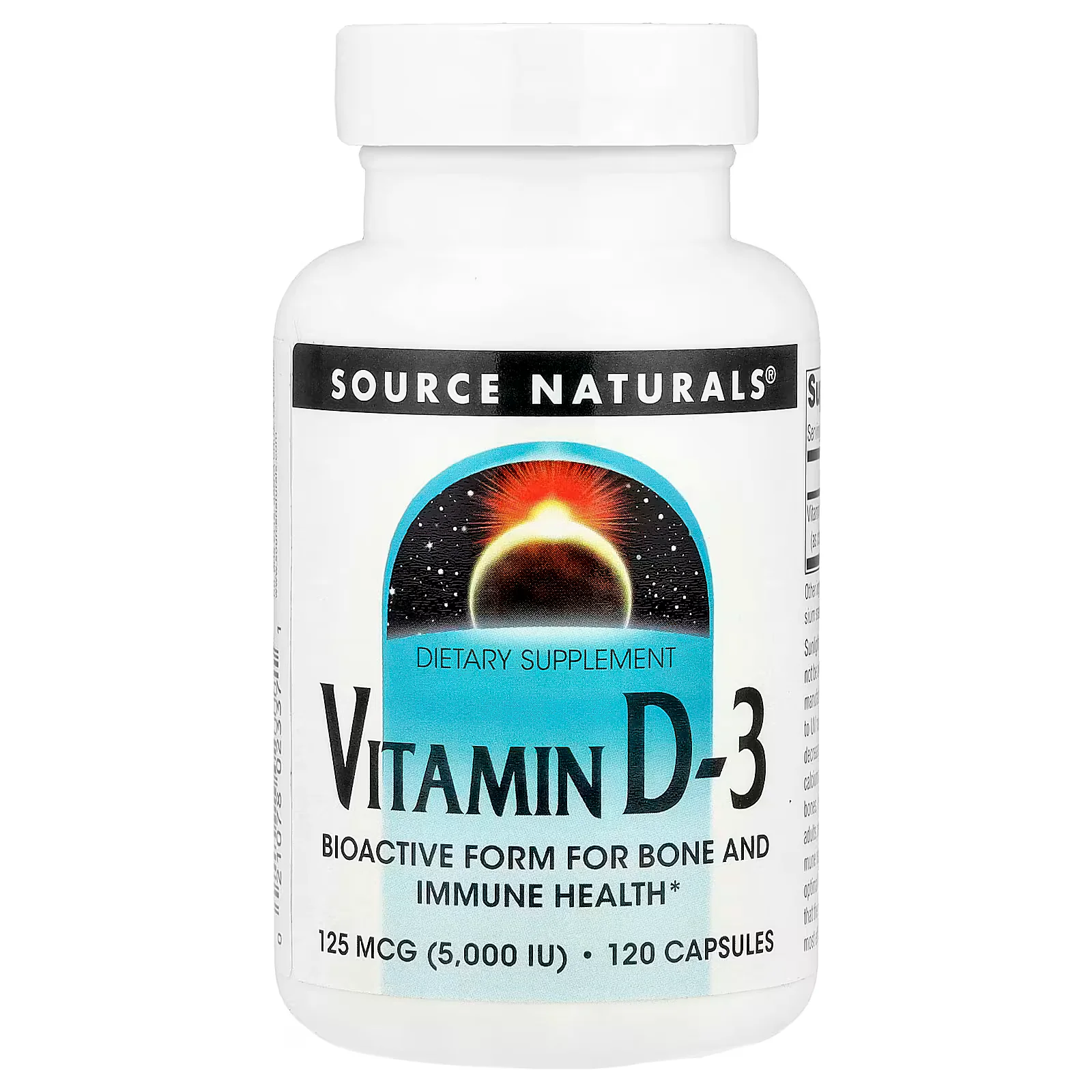 Source Naturals Vitamin D-3 125 mcg (5000 IU)  Capsules