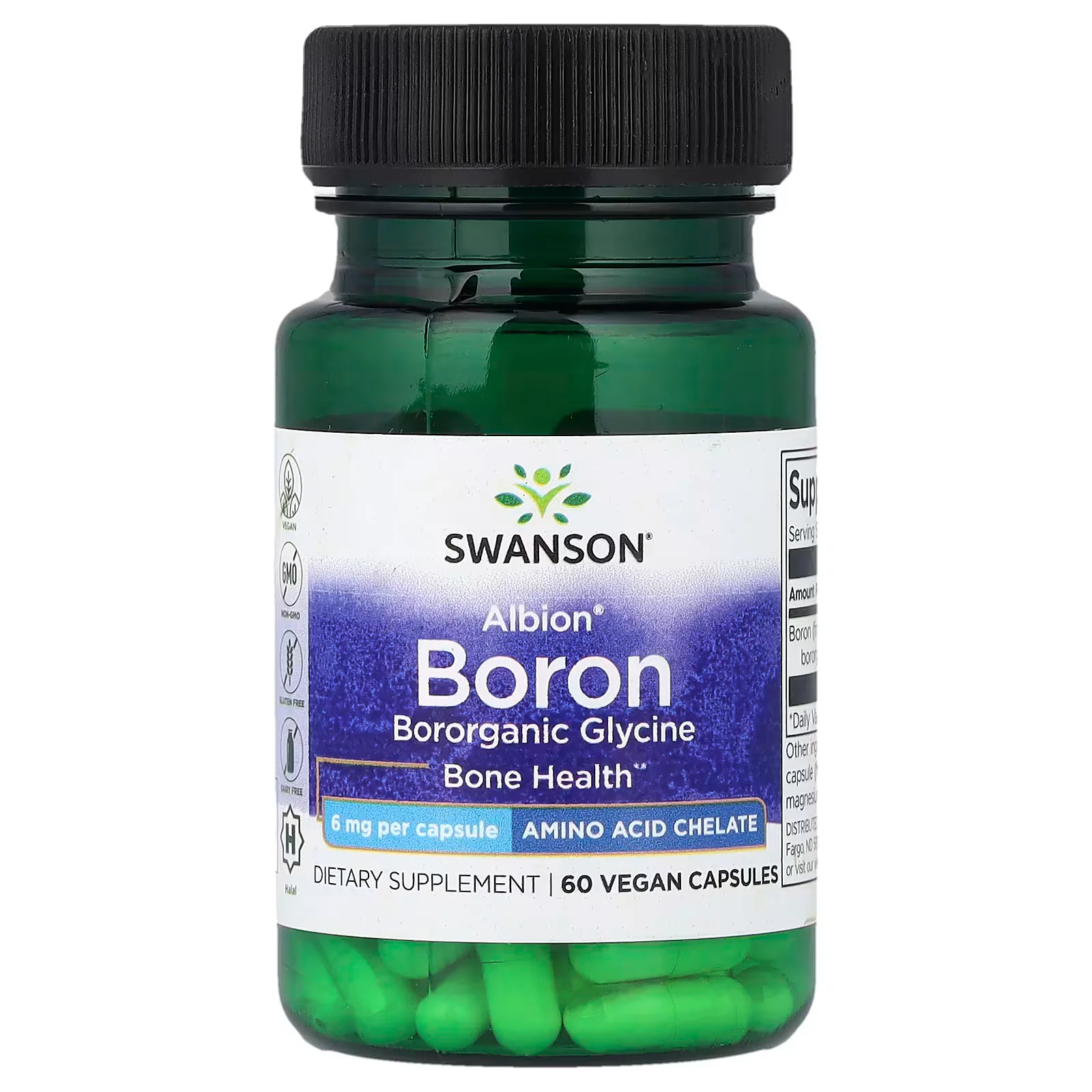 Swanson Vitamins Albion® Boron 6mg 60 Vegan Capsules
