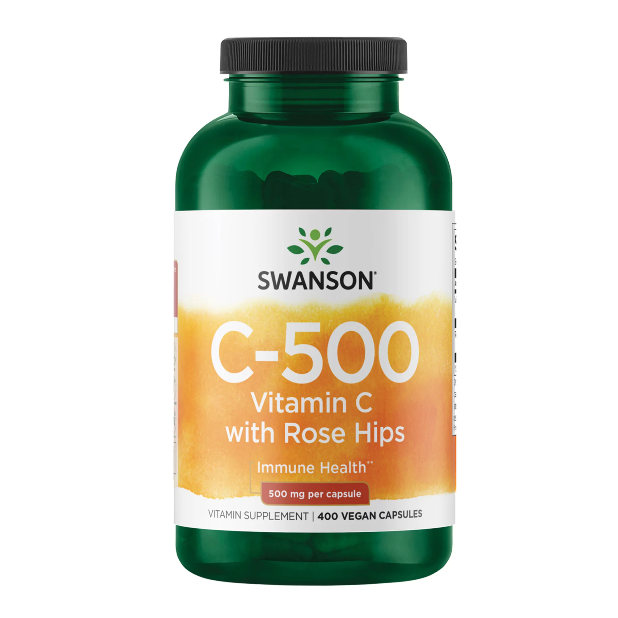 Swanson Vitamins C-500, Vitamin C with Rose Hips Vegan Capsules