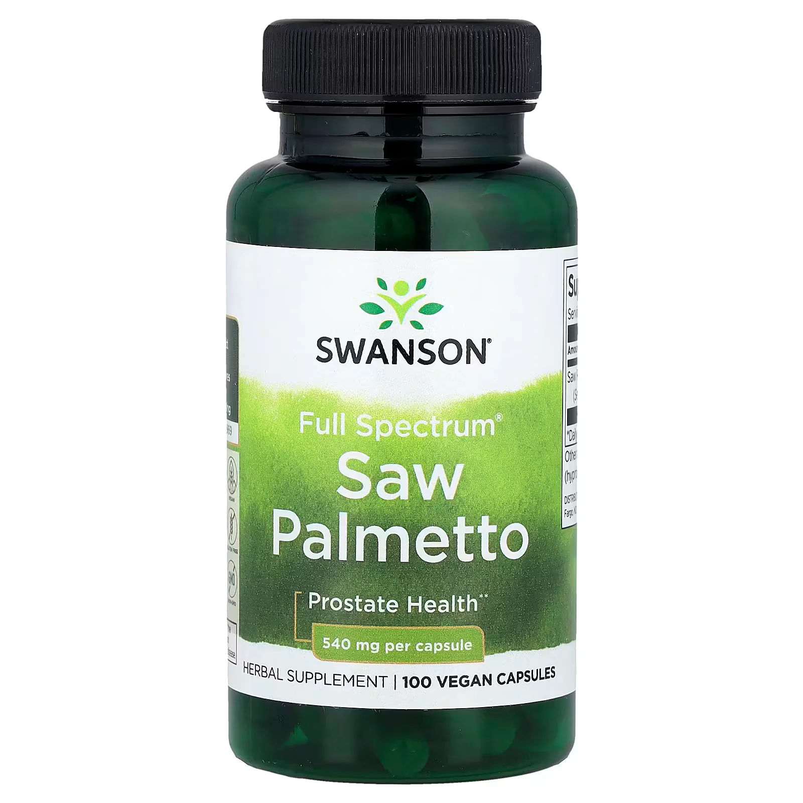 Swanson Vitamins Full Spectrum Saw Palmetto 540mg 100 Vegan Capsules