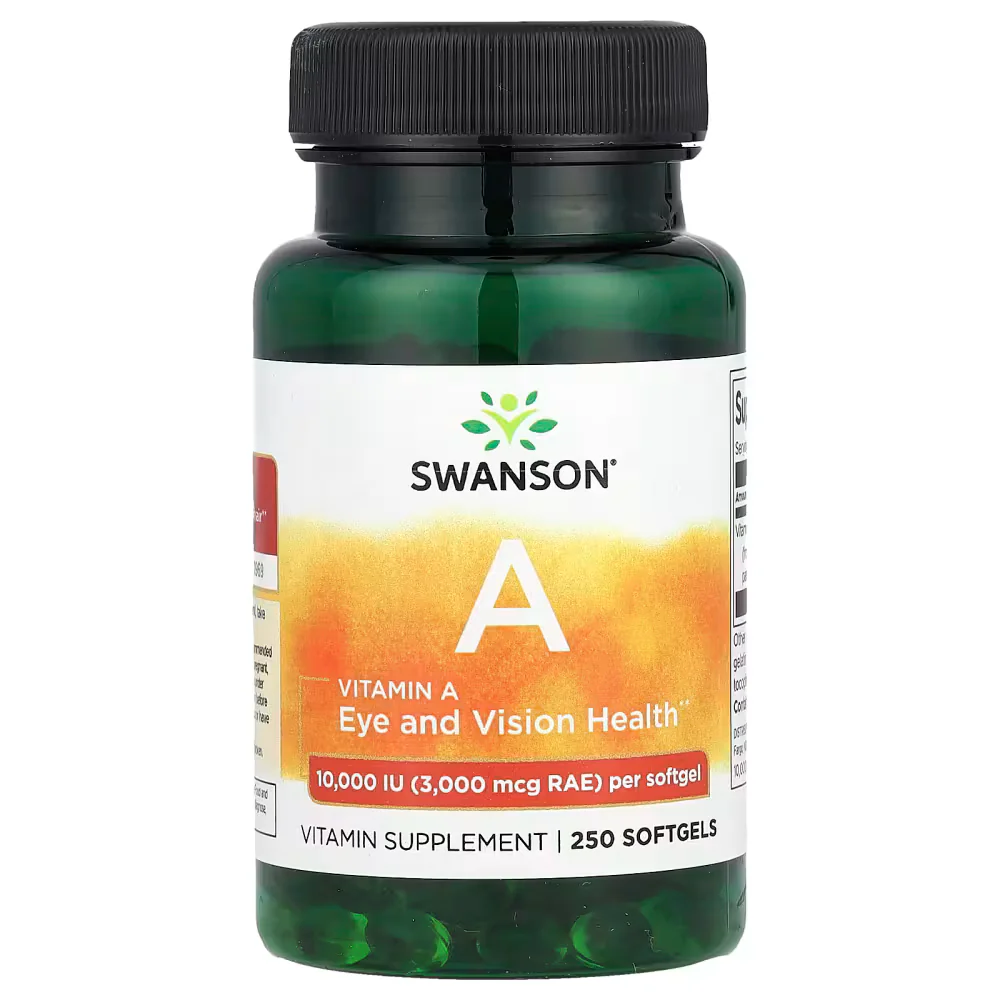 Swanson Vitamins Vitamin A 10000 IU (3000mcg RAE) 250 Softgels