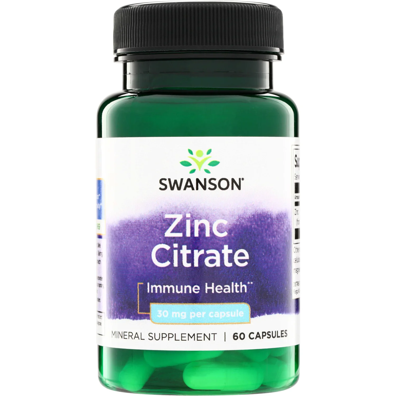 Swanson Vitamins Zinc Citrate 30mg 60 Capsules
